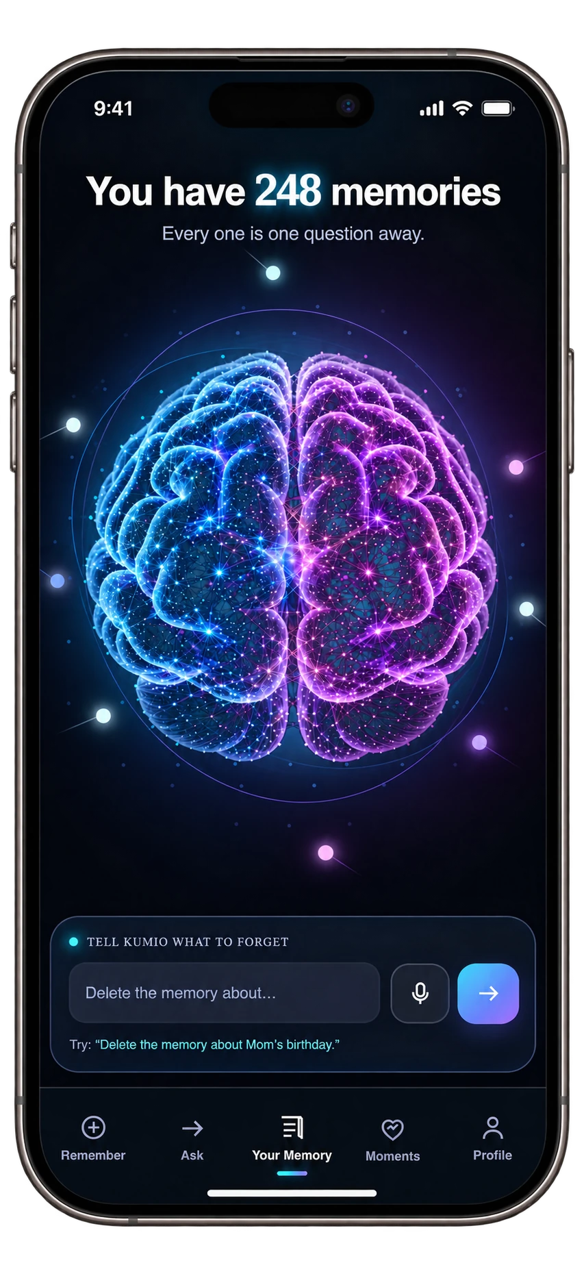 KUMIO Your Memory screen showing 248 memories